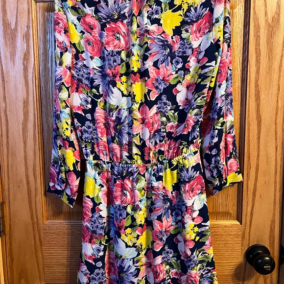 NWT Charles Henry Floral Long Sleeve Button Down Cinch Waist Dress - Sz XS - Picture 4 of 6
